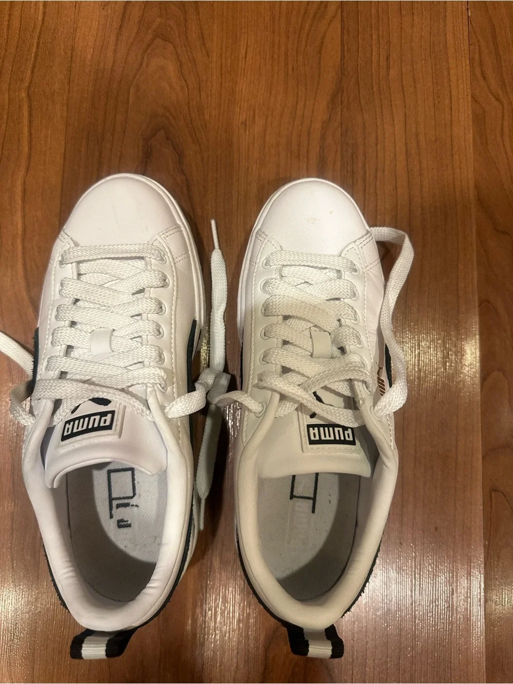 PUMA Mayze Leather Women's White & Black Platform Sneakers